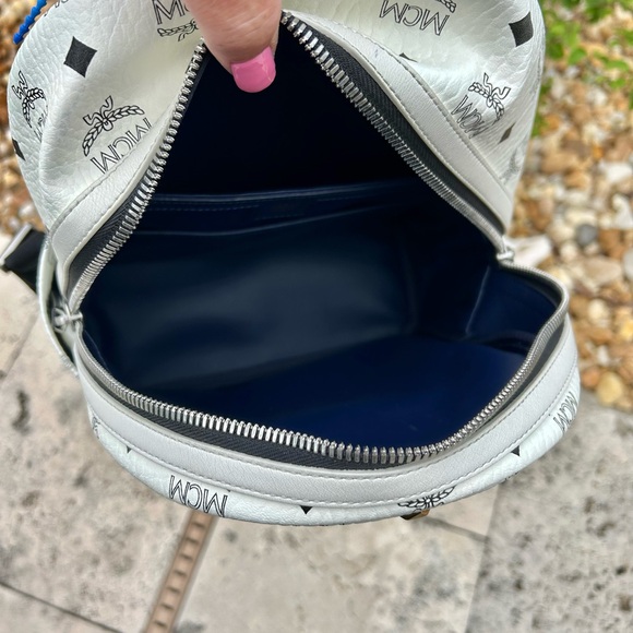 MCM White Studded Visetos Backpack - Picture 16 of 16